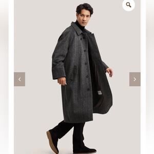 Gentle Herd wool overcoat charcoal black